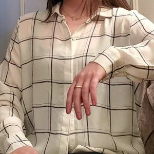 H&M White/Black Checkered Dress Shirt